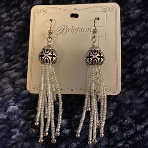Boho Brighton white and clear bead earrings new